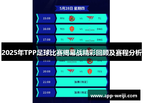 2025年TPP足球比赛揭幕战精彩回顾及赛程分析